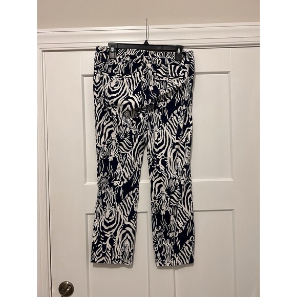 Lilly Pulitzer Size 4 Womens Slacks Pants Trousers Stretchy Navy Blue And White - Picture 4 of 5